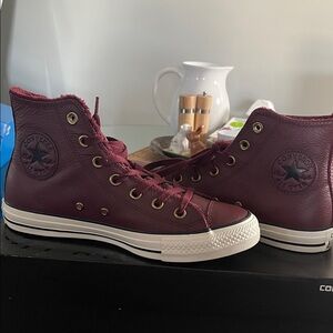 Converse Maroon Leather High-Tops